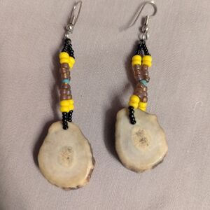 Handcrafted Beaded Earrings with Natural Accents